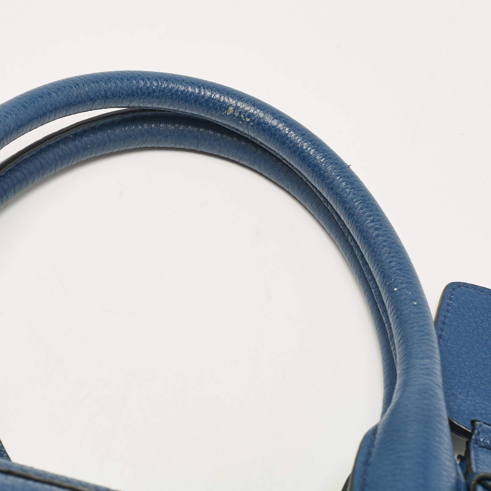 Prada Blue Vitello Phenix Leather Zip Satchel 4