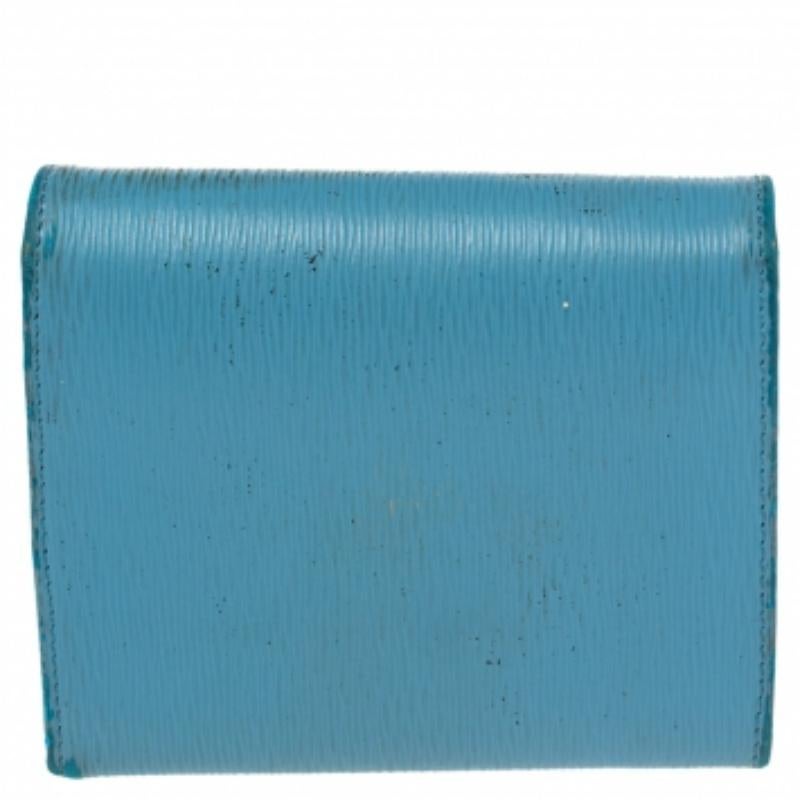 Portafoglio Trifold in pelle blu di Prada 5
