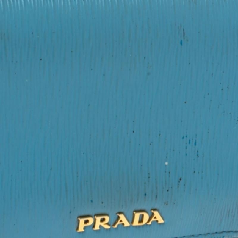 Portafoglio Trifold in pelle blu di Prada 4