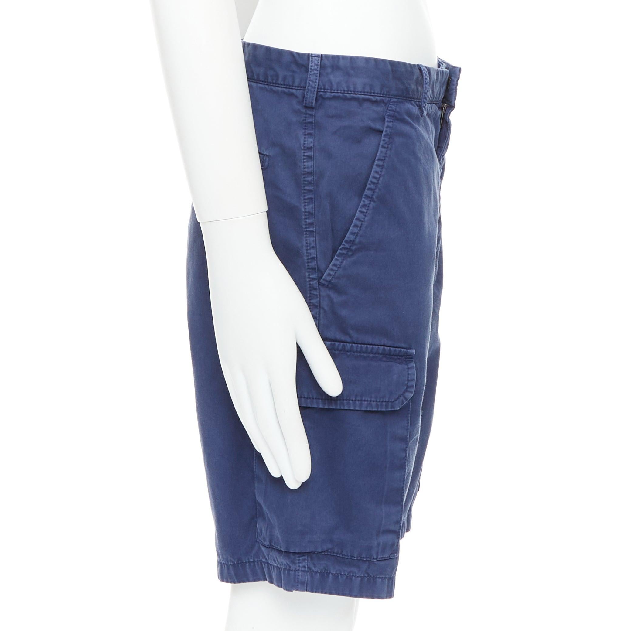 Blu Prada: bermuda cargo in cotone lavato blu con taschino  IT46 S in vendita