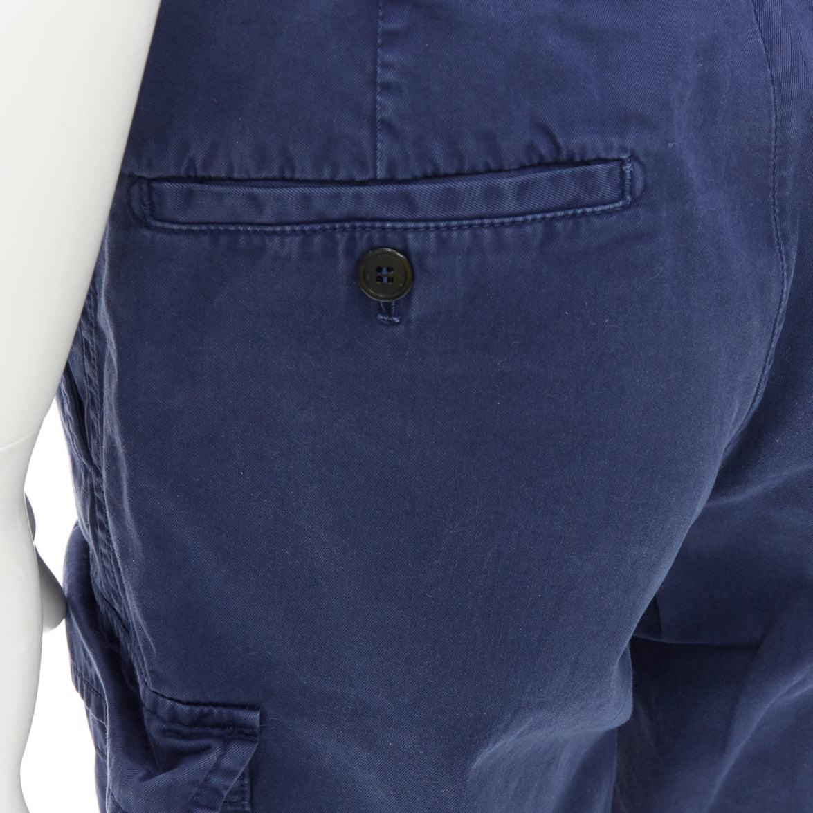 Prada: bermuda cargo in cotone lavato blu con taschino  IT46 S in vendita 1