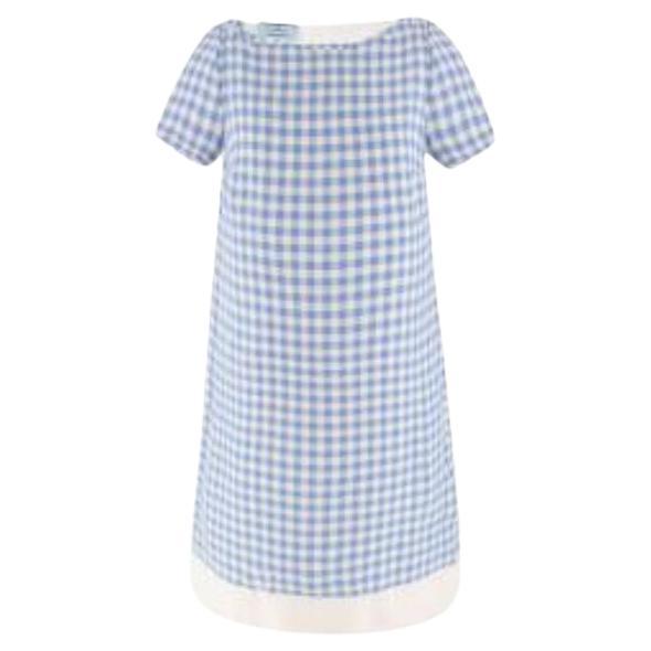 Prada Blue & White Checkered Dress For Sale