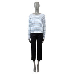 PRADA blue & white cotton STRIPED LONG SLEEVE JERSEY Shirt XS