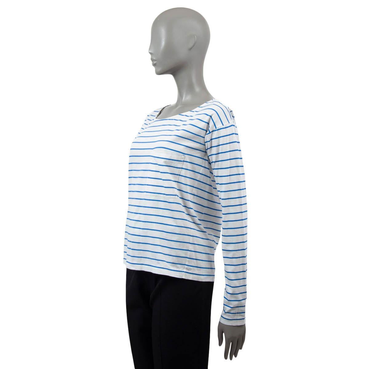 PRADA blue & white cotton STRIPED LONG SLEEVE JERSEY Shirt XS In Excellent Condition For Sale In Zürich, CH
