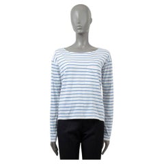 PRADA blue & white cotton STRIPED LONG SLEEVE JERSEY Shirt XS