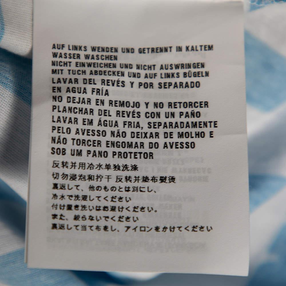 Prada Blue & White Striped Cotton Printed Short Sleeve Dress M 2