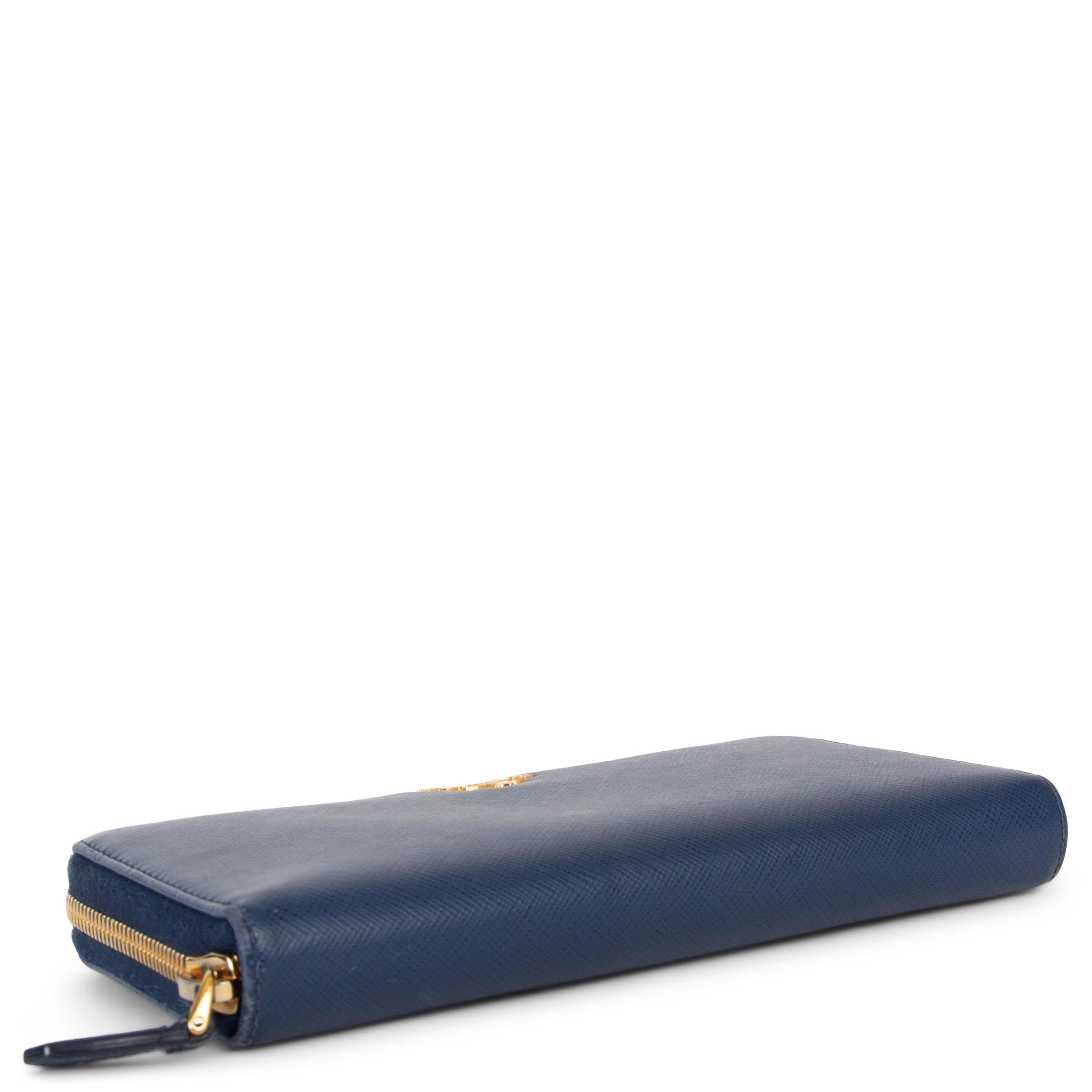 Women's PRADA Bluette blue LARGE SAFFIANO LEATHER Wallet For Sale