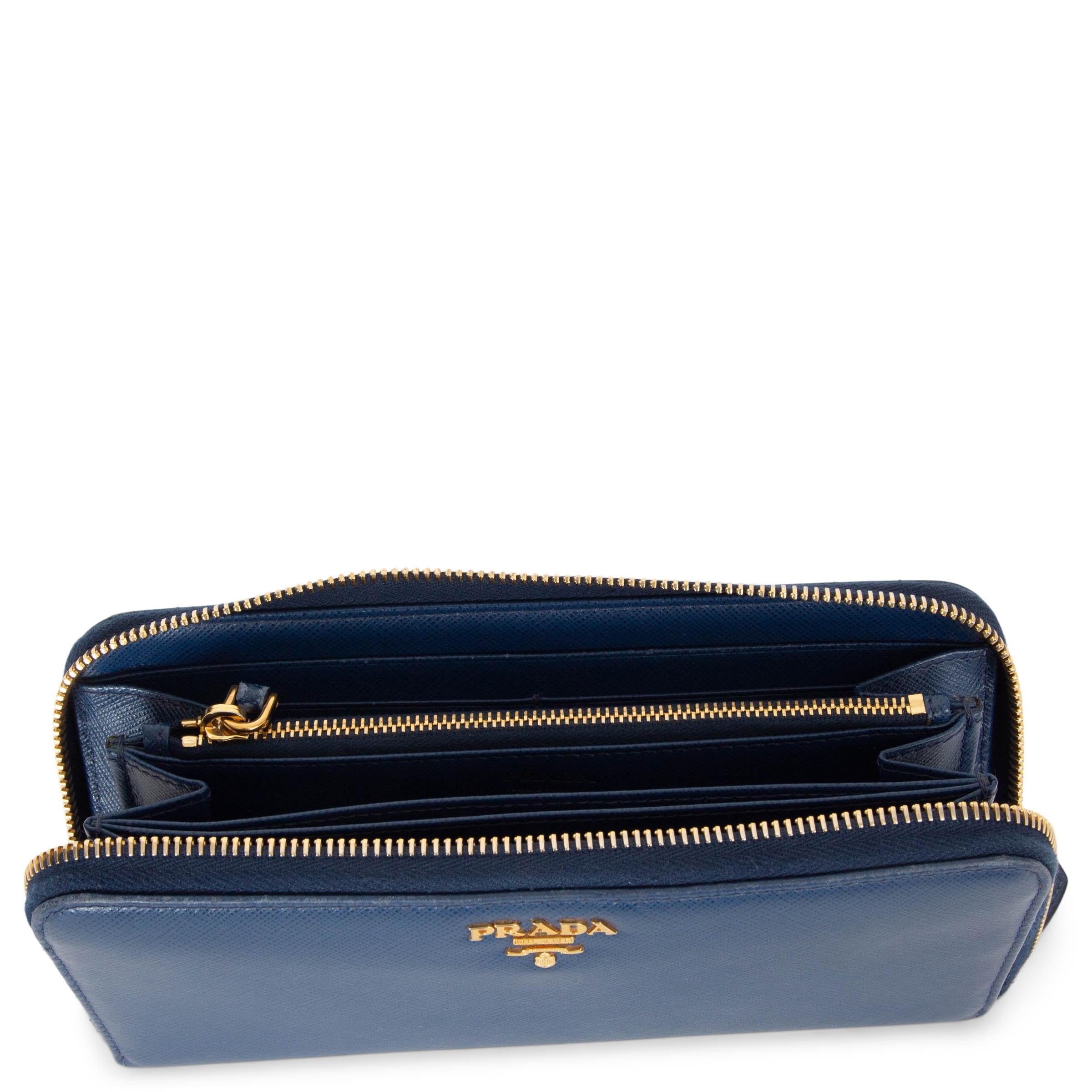 PRADA Bluette blue LARGE SAFFIANO LEATHER Wallet For Sale 2