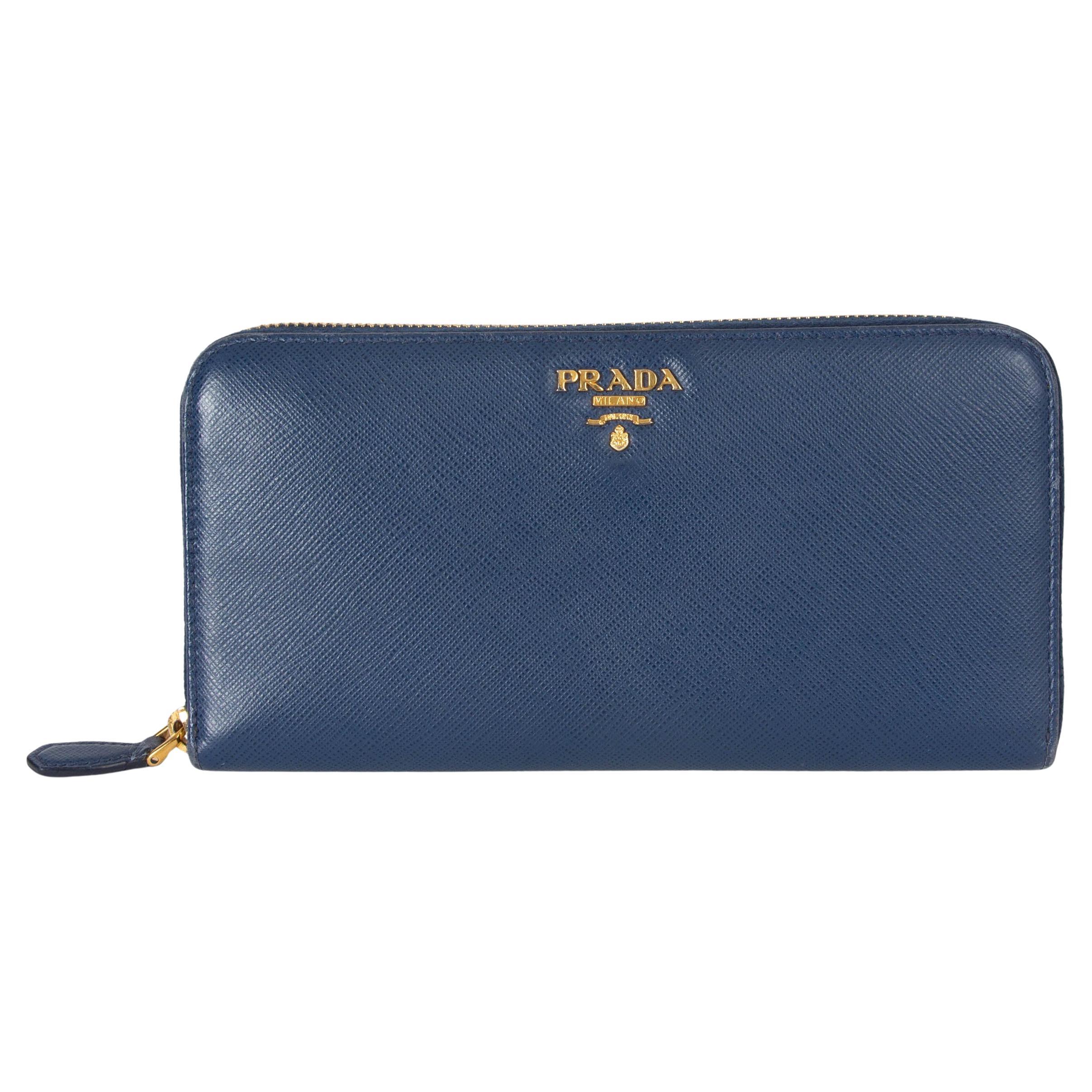 PRADA Bluette blue LARGE SAFFIANO LEATHER Wallet
