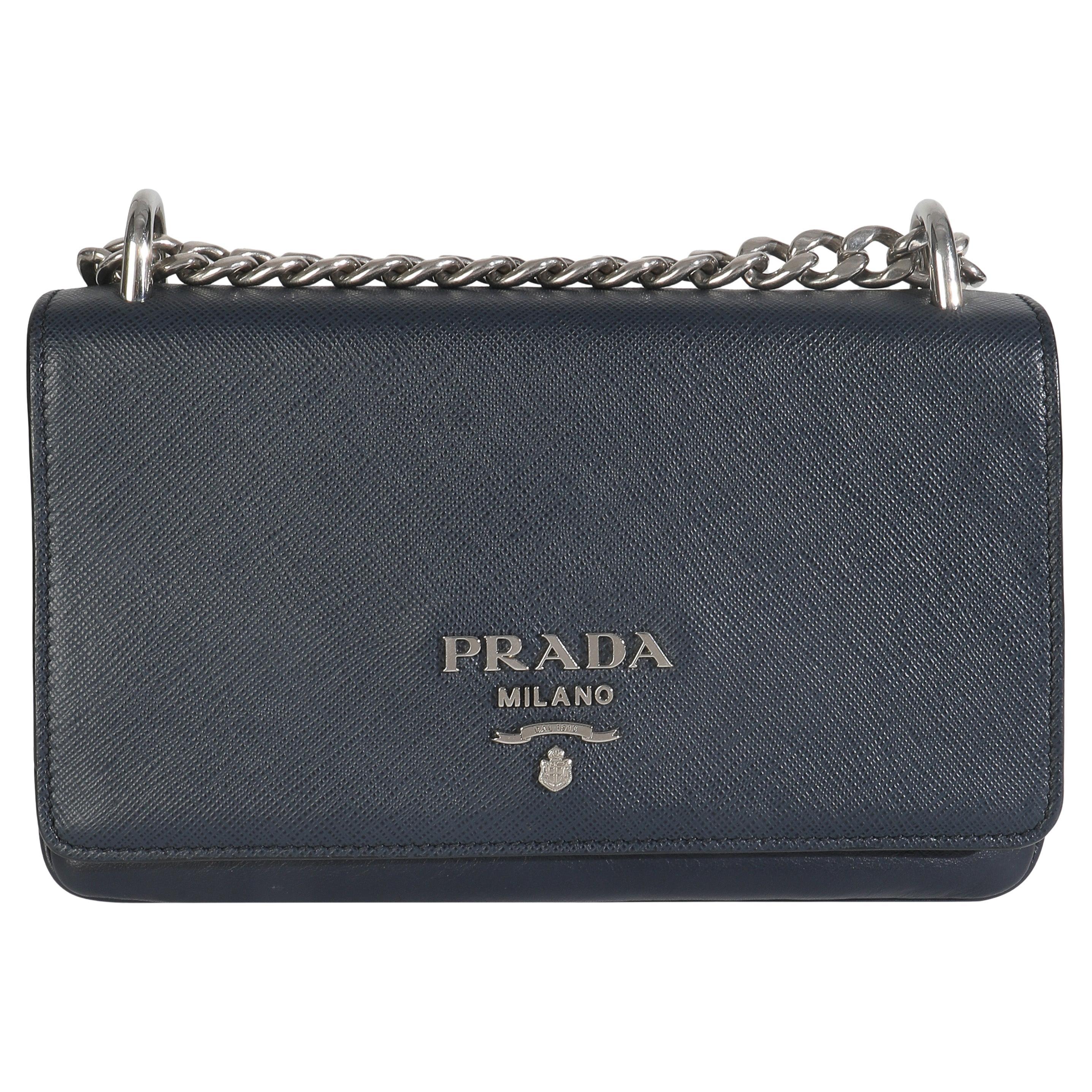 Prada Bluette Saffiano Chain Shoulder Bag