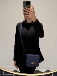 Prada Bluette Saffiano Lux Leather Small Sound Crossbody Bag