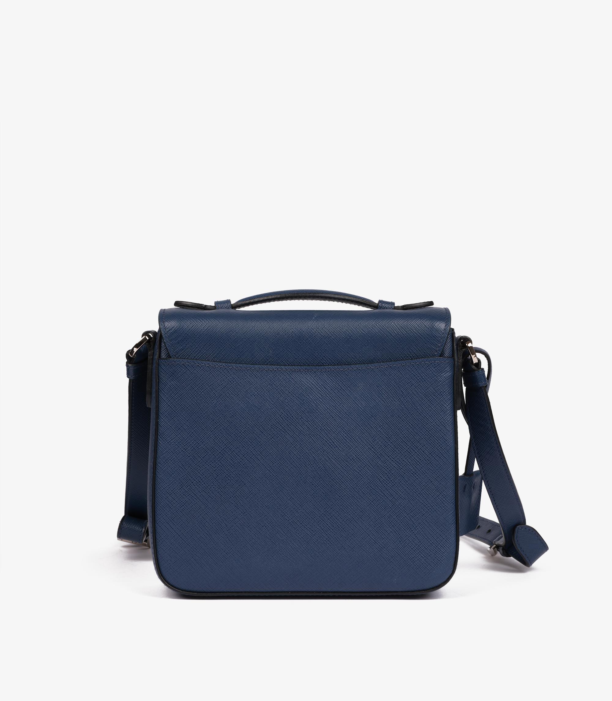 Women's or Men's Prada Bluette Saffiano Lux Leather Small Sound Crossbody Bag For Sale
