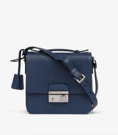 Bolso cruzado pequeño Prada Bluette Saffiano Lux de piel