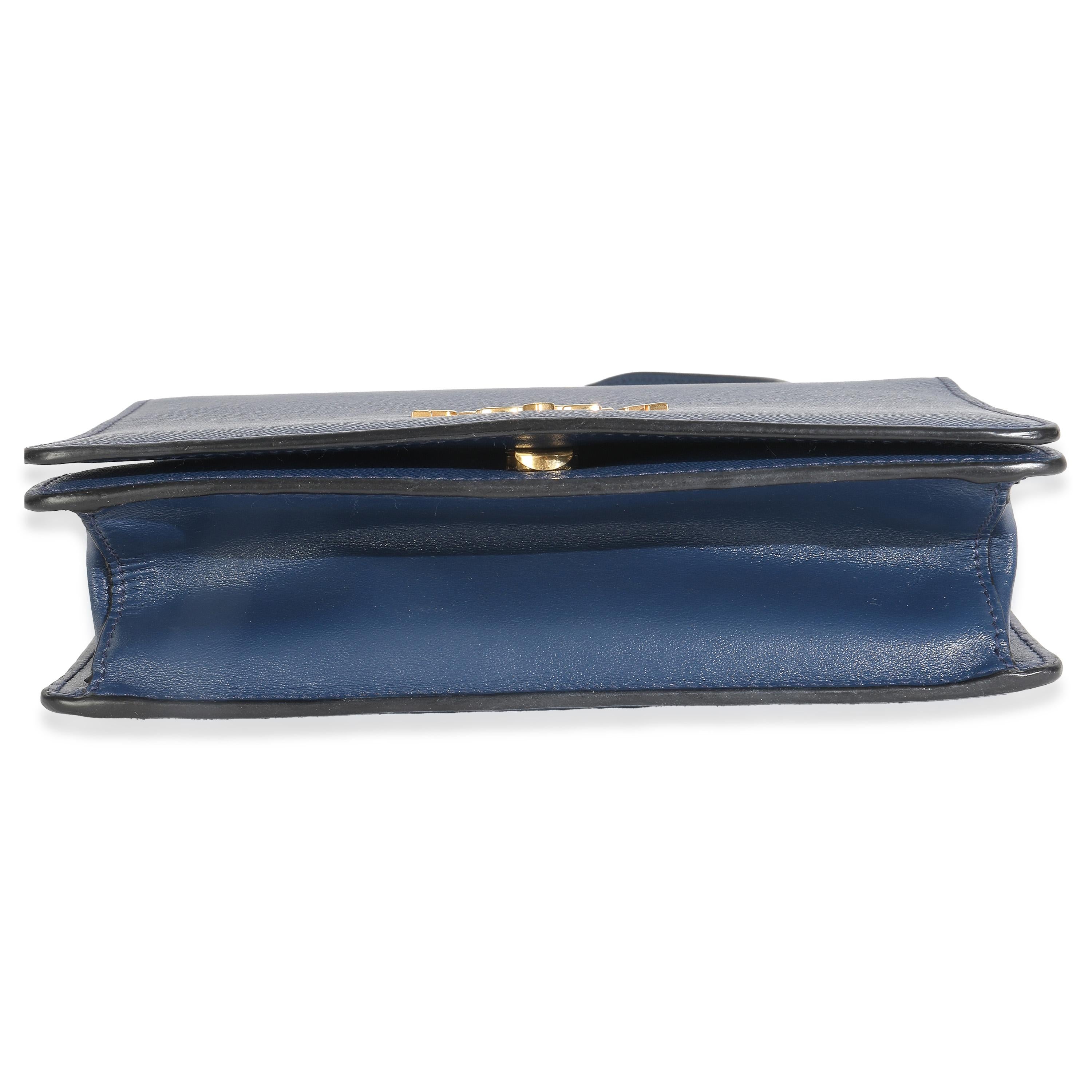 Prada Bluette Saffiano Lux Mini Chain Bag in vendita 2