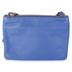 Prada Bluette Vitello Phenix Double Zip Crossbody Bag
