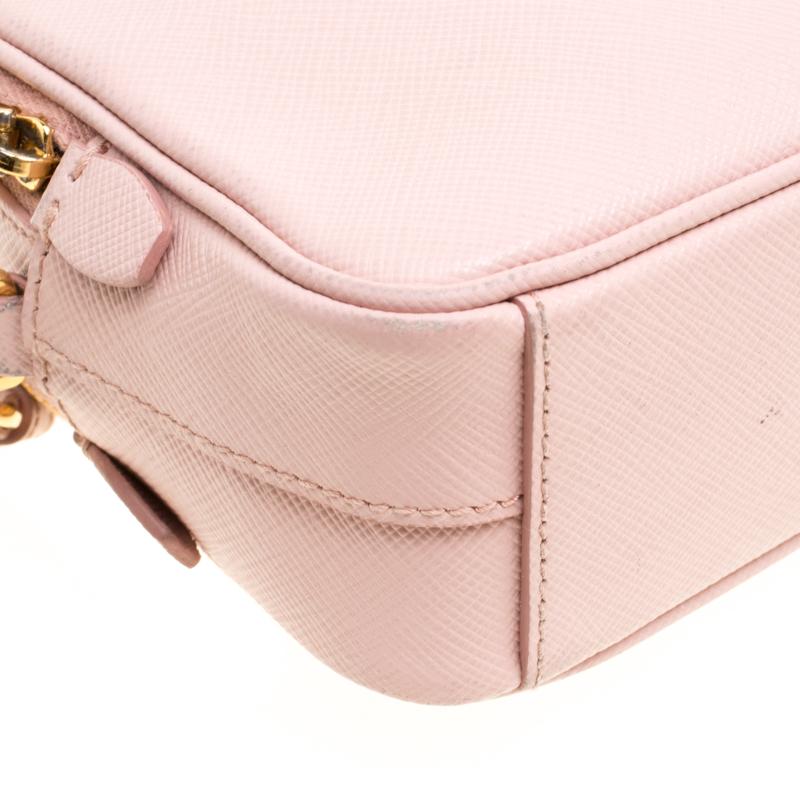 Prada Blush Pink Saffiano Lux Leather Camera Crossbody Bag 5