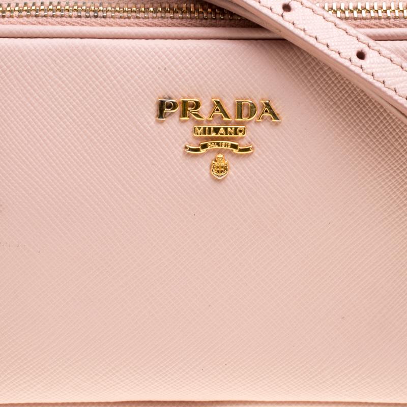 Prada Blush Pink Saffiano Lux Leather Camera Crossbody Bag Damen