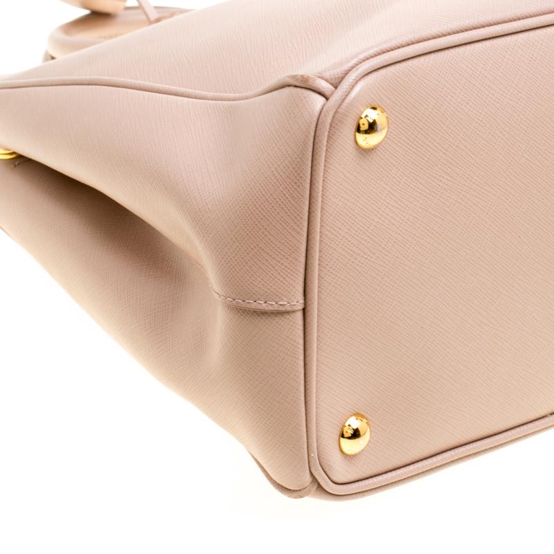 Prada Blush Pink Saffiano Lux Leather Medium Double Zip Tote 6