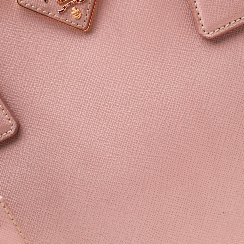 Prada Blush Pink Saffiano Lux Leather Small Double Zip Tote 3