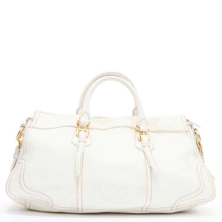 PRADA BN1181 Antik Cervo white deerskin leather sport strap messenger