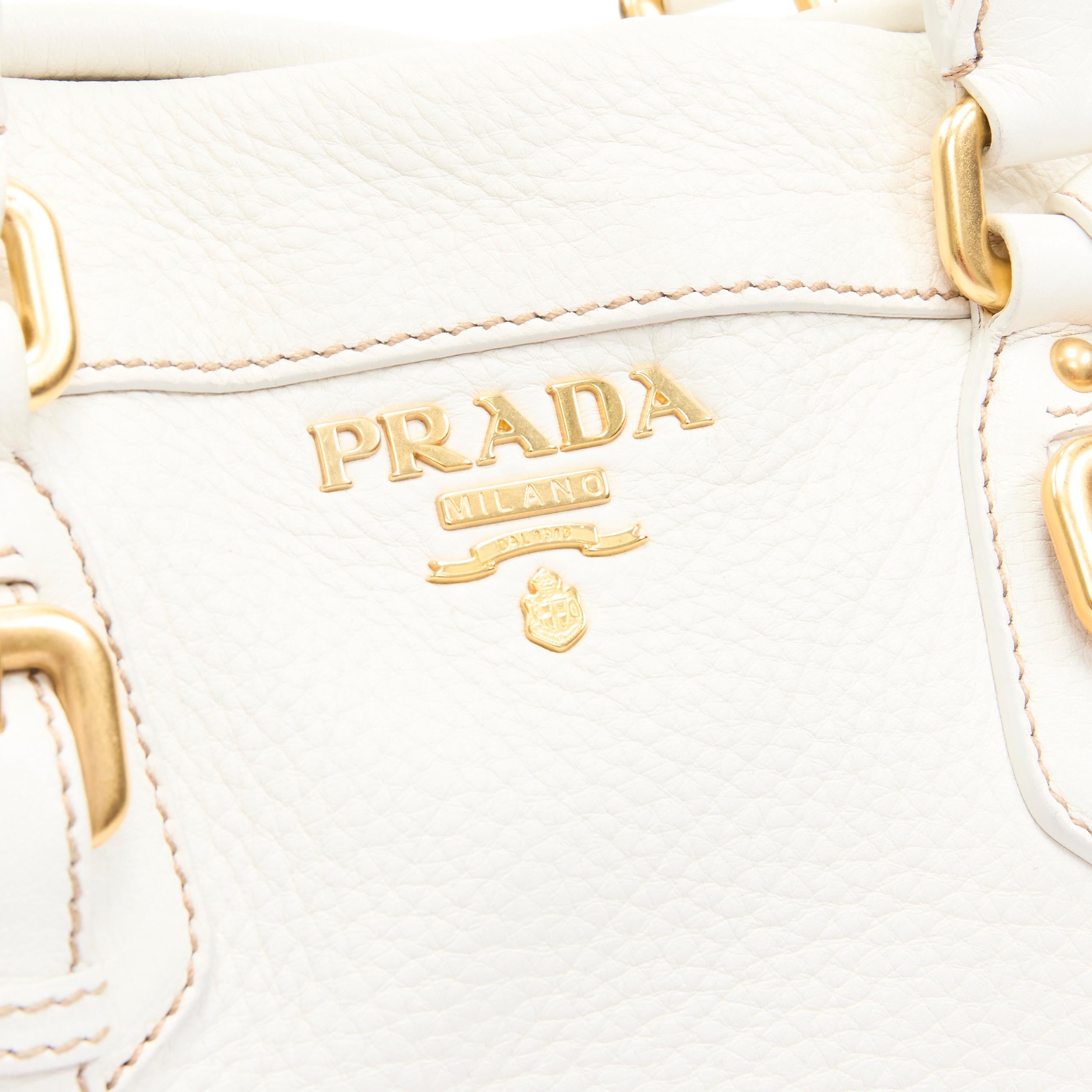 Women's PRADA BN1181 Antik Cervo white deerskin leather sport strap messenger bag