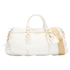 PRADA BN1181 Antik Cervo white deerskin leather sport strap messenger bag