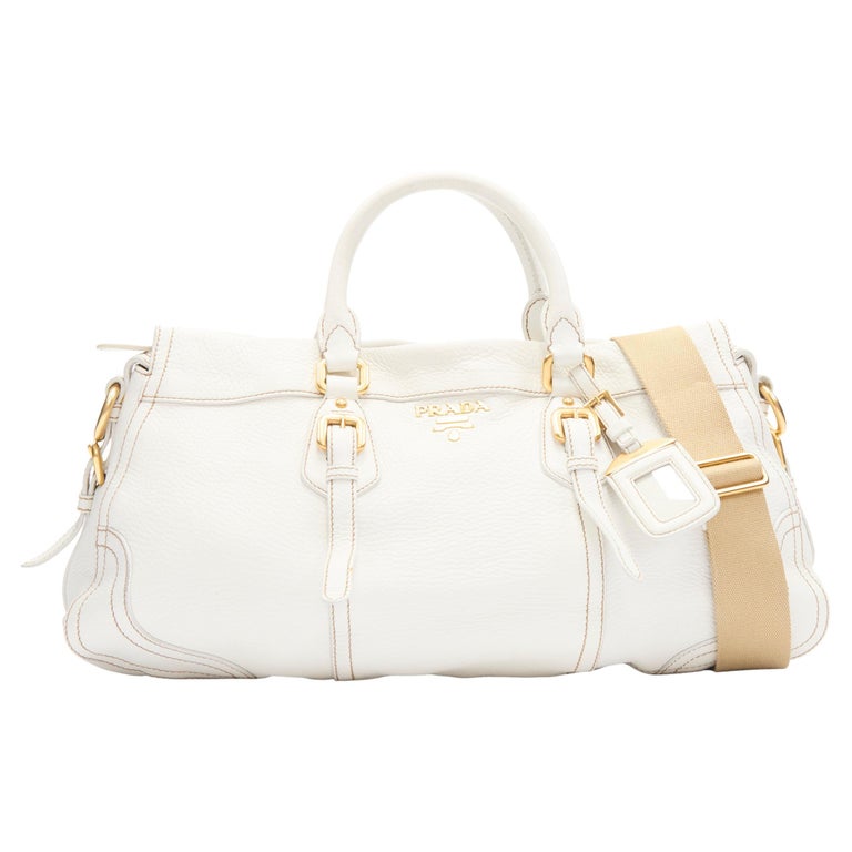 PRADA BN1181 Antik Cervo white deerskin leather sport strap messenger