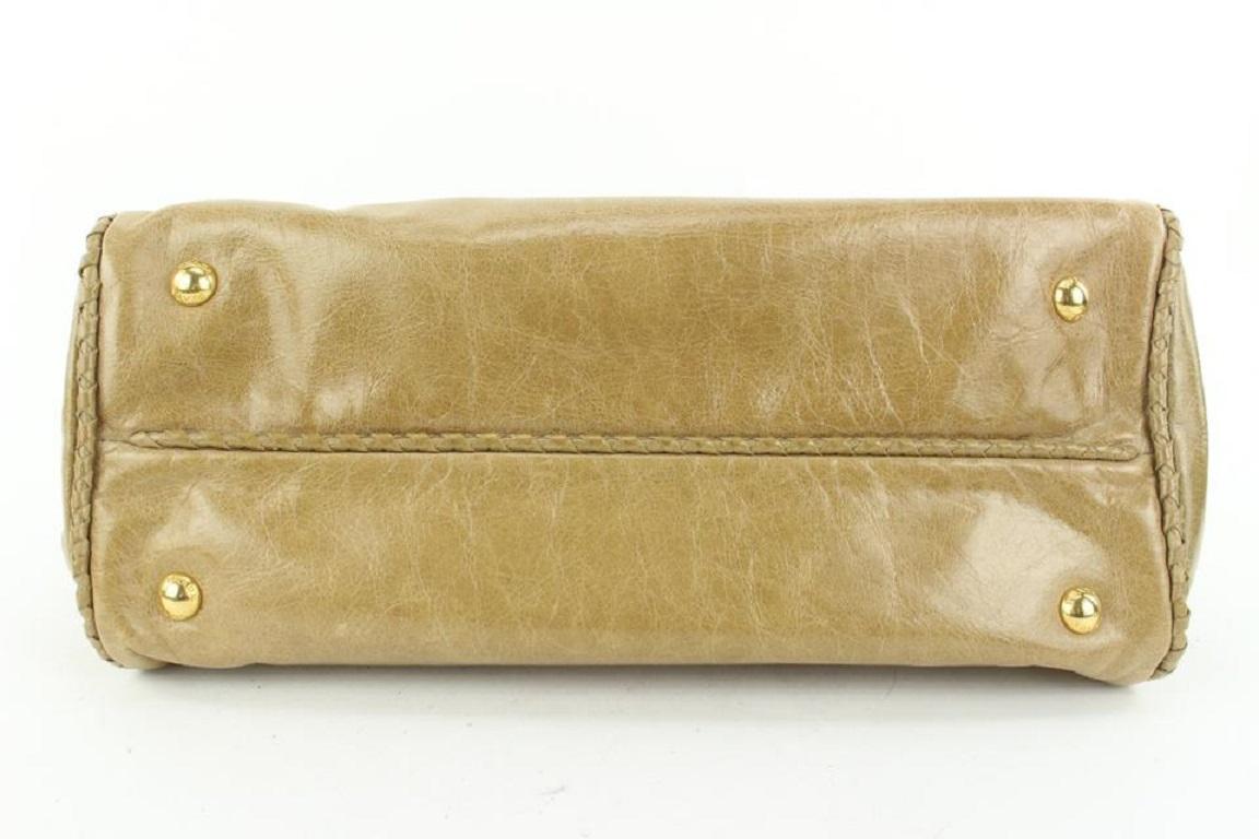 Prada BN1866 Beige Vitello Shine Leather Bow Shopping Bag with Strap 459pr6 For Sale 5