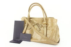 Prada BN1866 Beige Vitello Shine Leather Bow Shopping Bag with Strap 459pr6