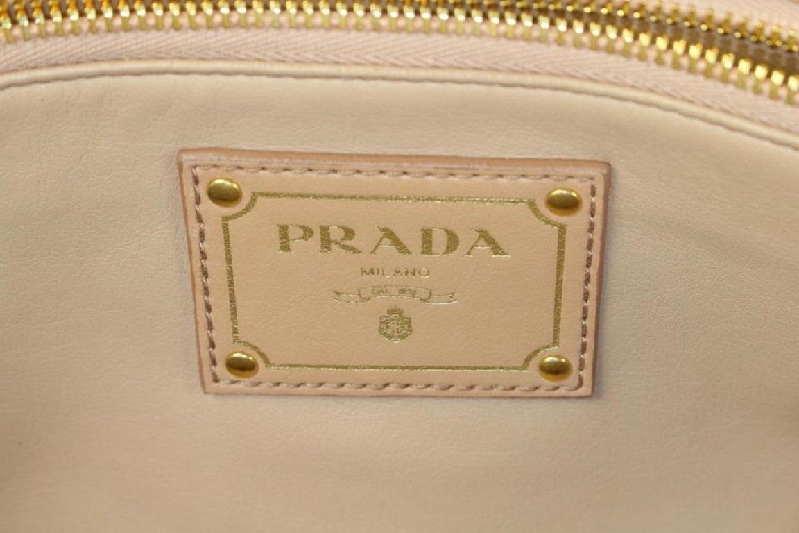 Women's Prada BN1866 Beige Vitello Shine Leather Bow Shopping Bag with Strap 459pr6 For Sale