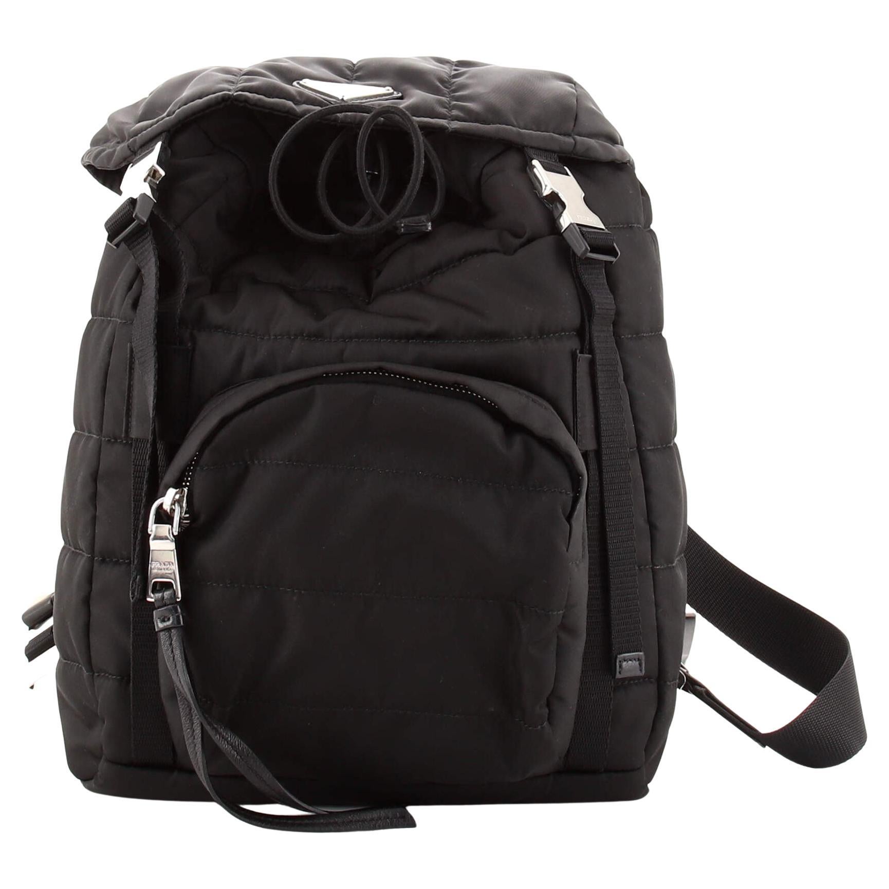 Prada Black Nylon Drawstring Backpack at 1stDibs