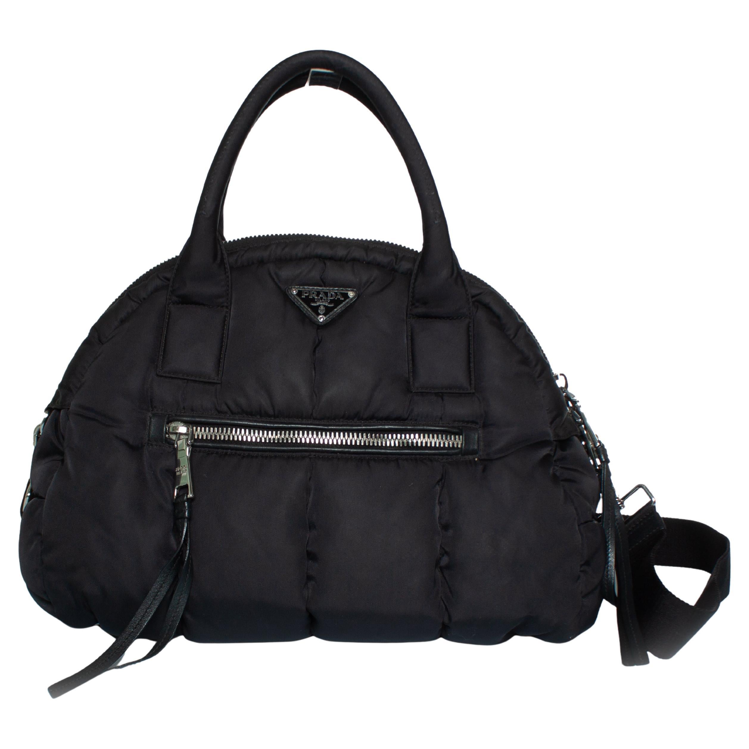Prada, bomber bowler bag in black