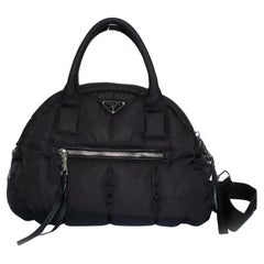 Prada, bomber bowler bag in black
