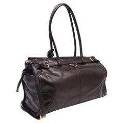 Prada Bonnie Handtasche, groß, aus braunem Leder