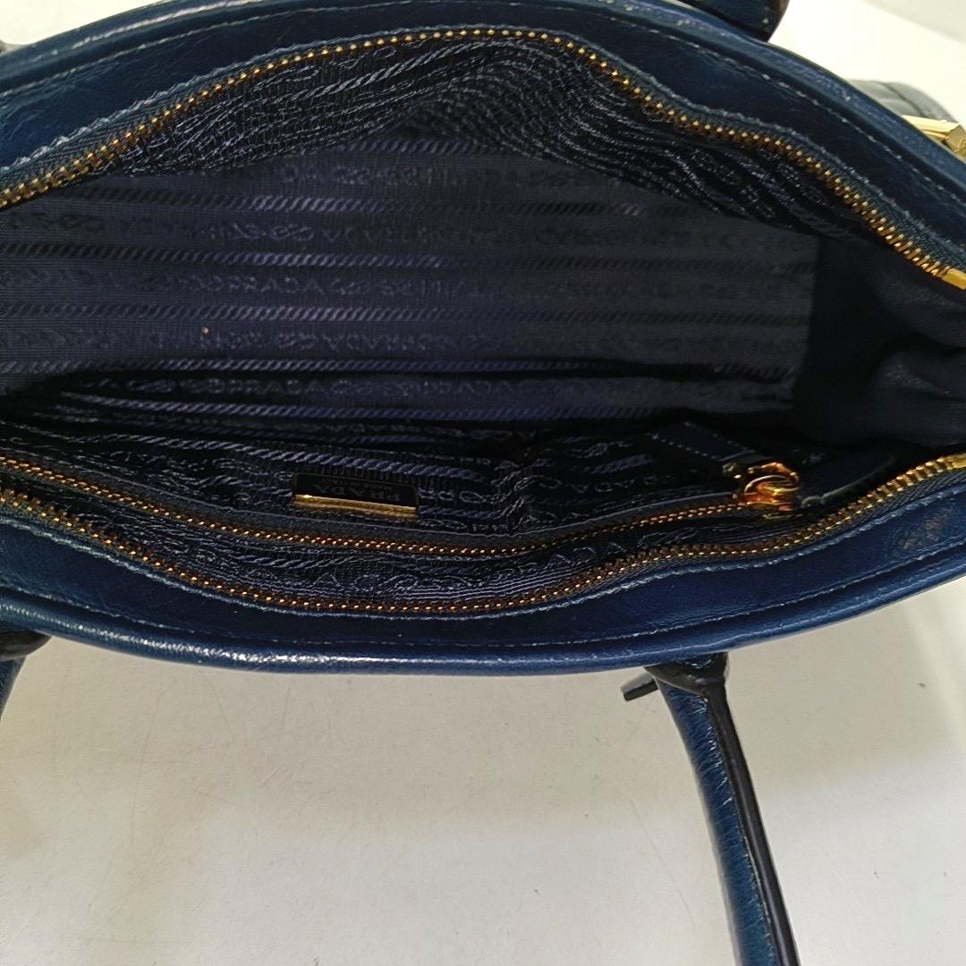 Women's Prada Bonnie Medium Soft Lux Navy Shiny Calfskin Leather Shoulder Bag