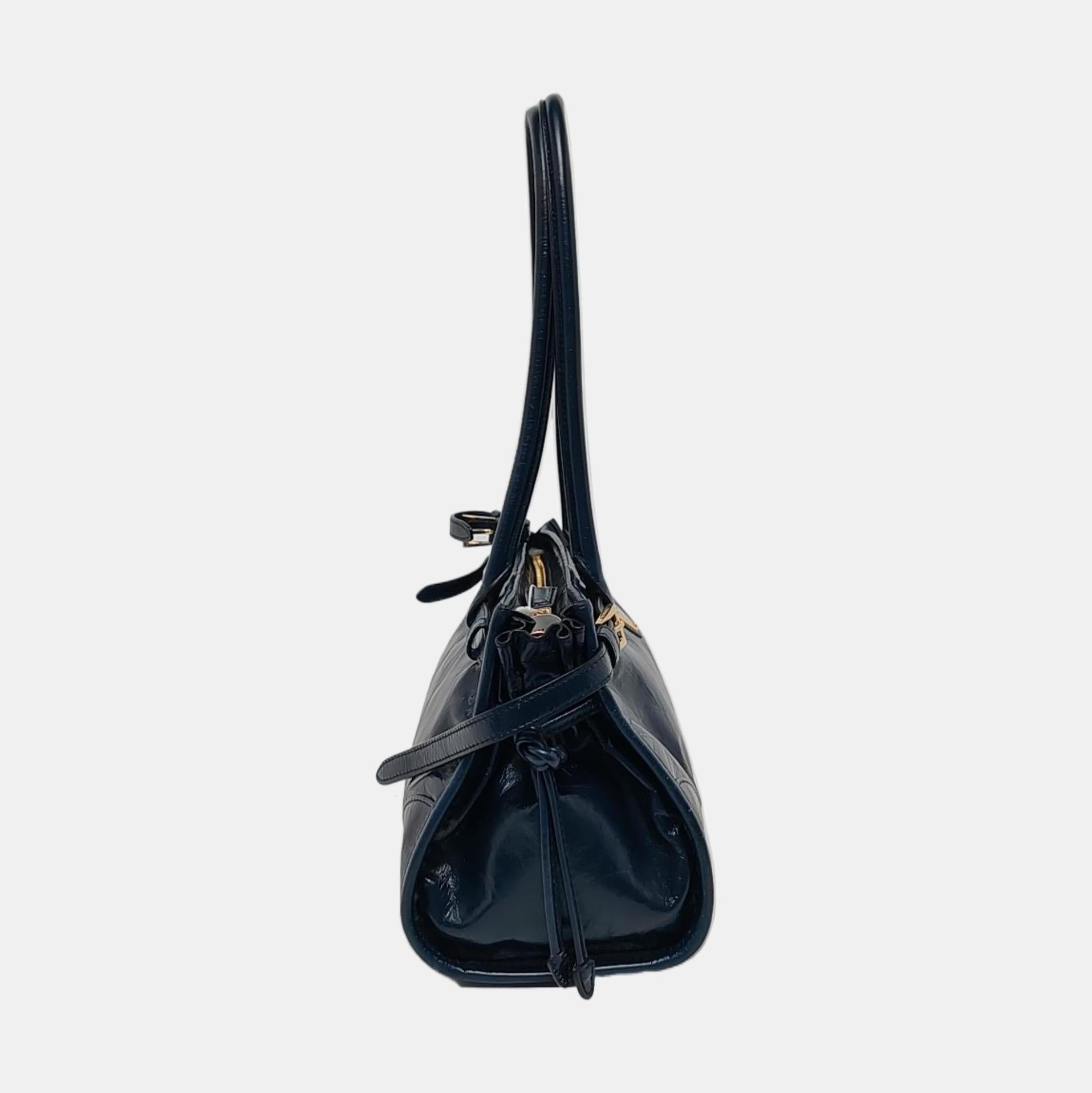 Prada Bonnie Medium Soft Lux Navy Shiny Calfskin Leather Shoulder Bag 1