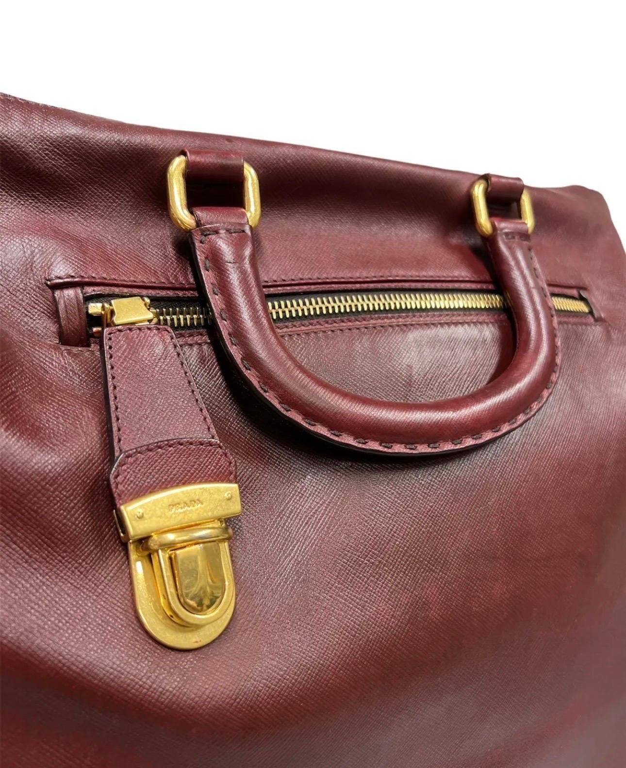 Prada Bordeaux Leather Shoulder Bag 4