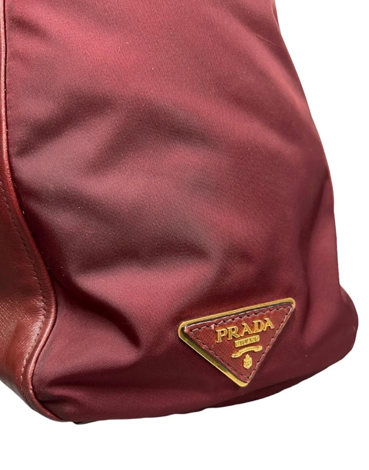 Black Prada Bordeaux Leather Shoulder Bag