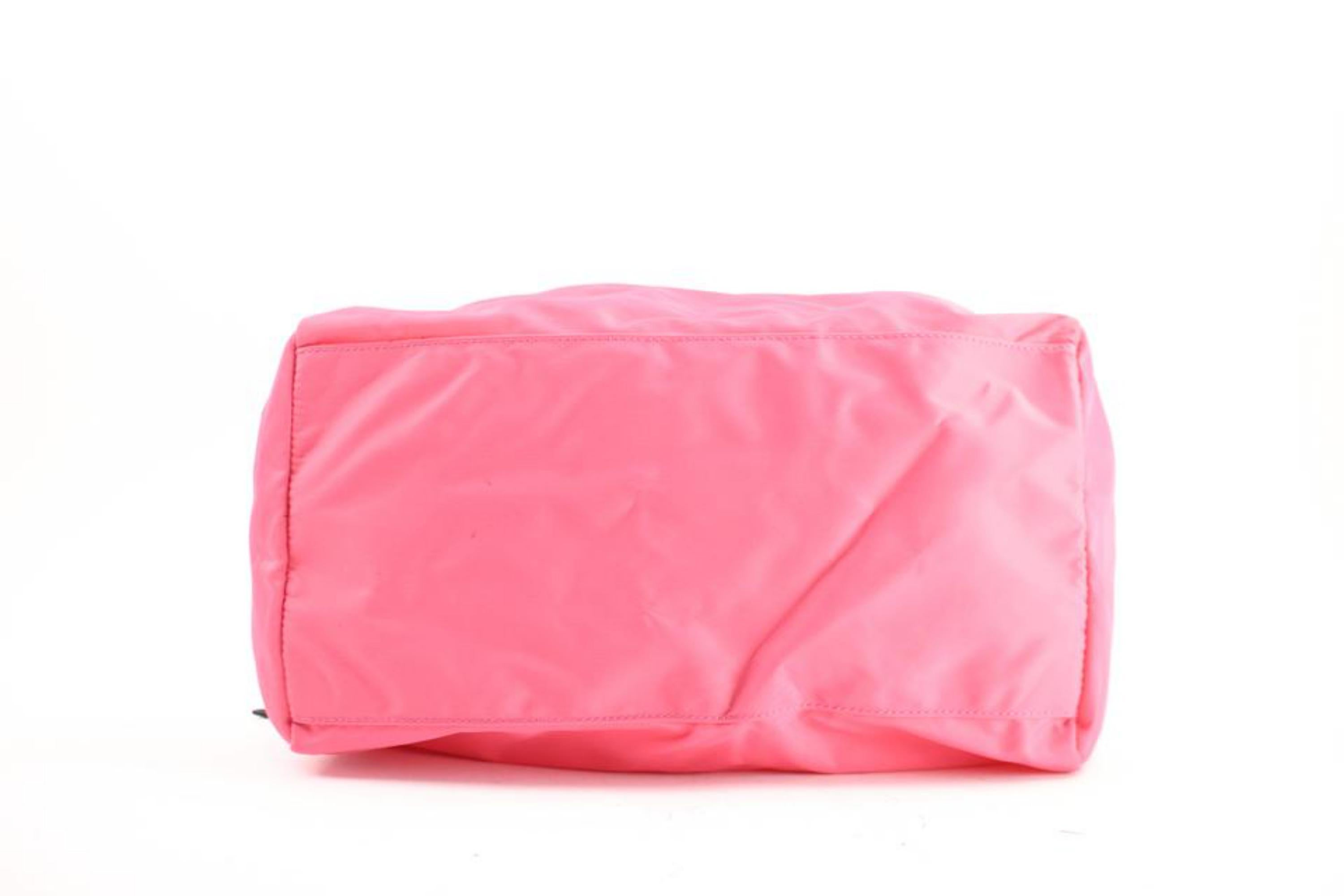 Prada Boston Bicolor 37pra104 Pink Nylon Satchel For Sale 4
