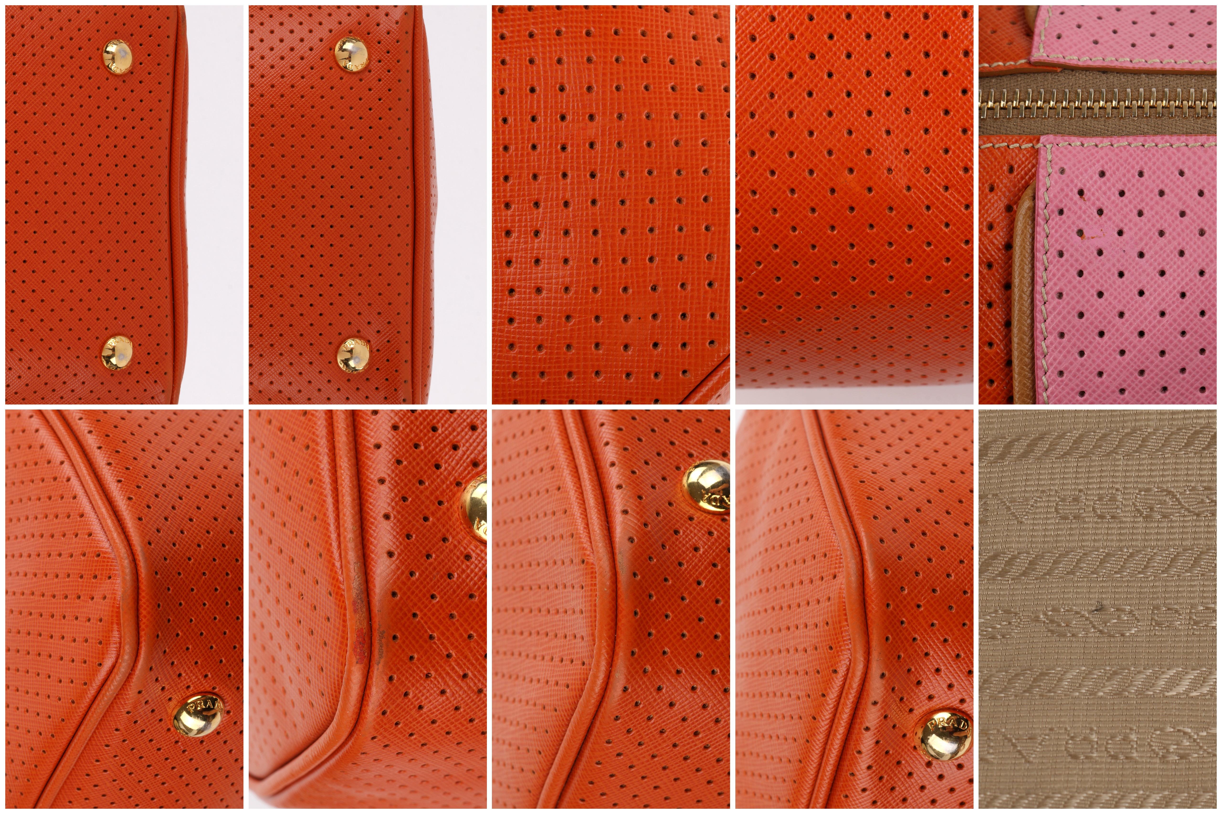 PRADA Boston Papaya Karamell Rosa Saffiano Fori Perforierte Umhängetasche 7