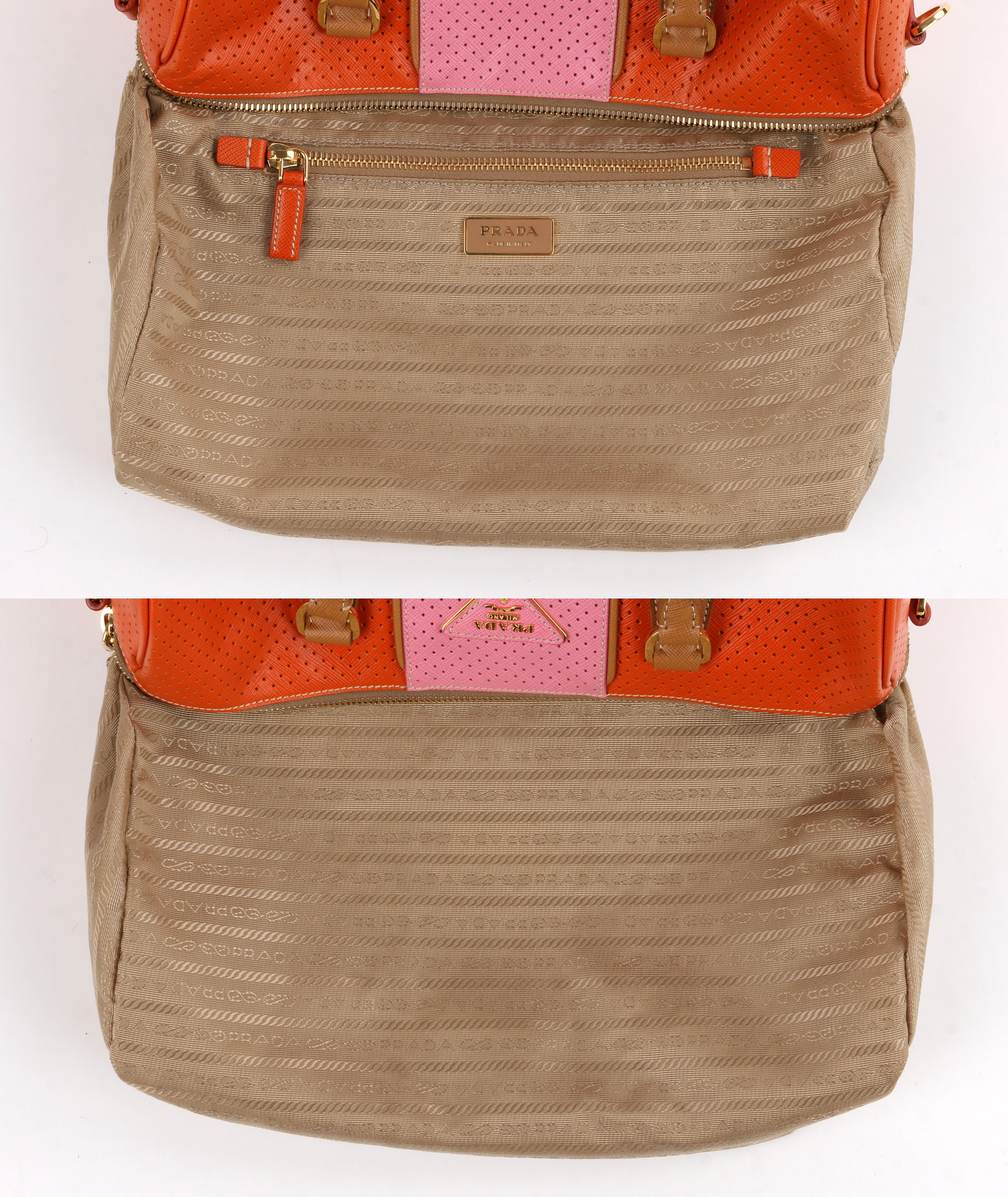 PRADA Boston Papaya Karamell Rosa Saffiano Fori Perforierte Umhängetasche 4
