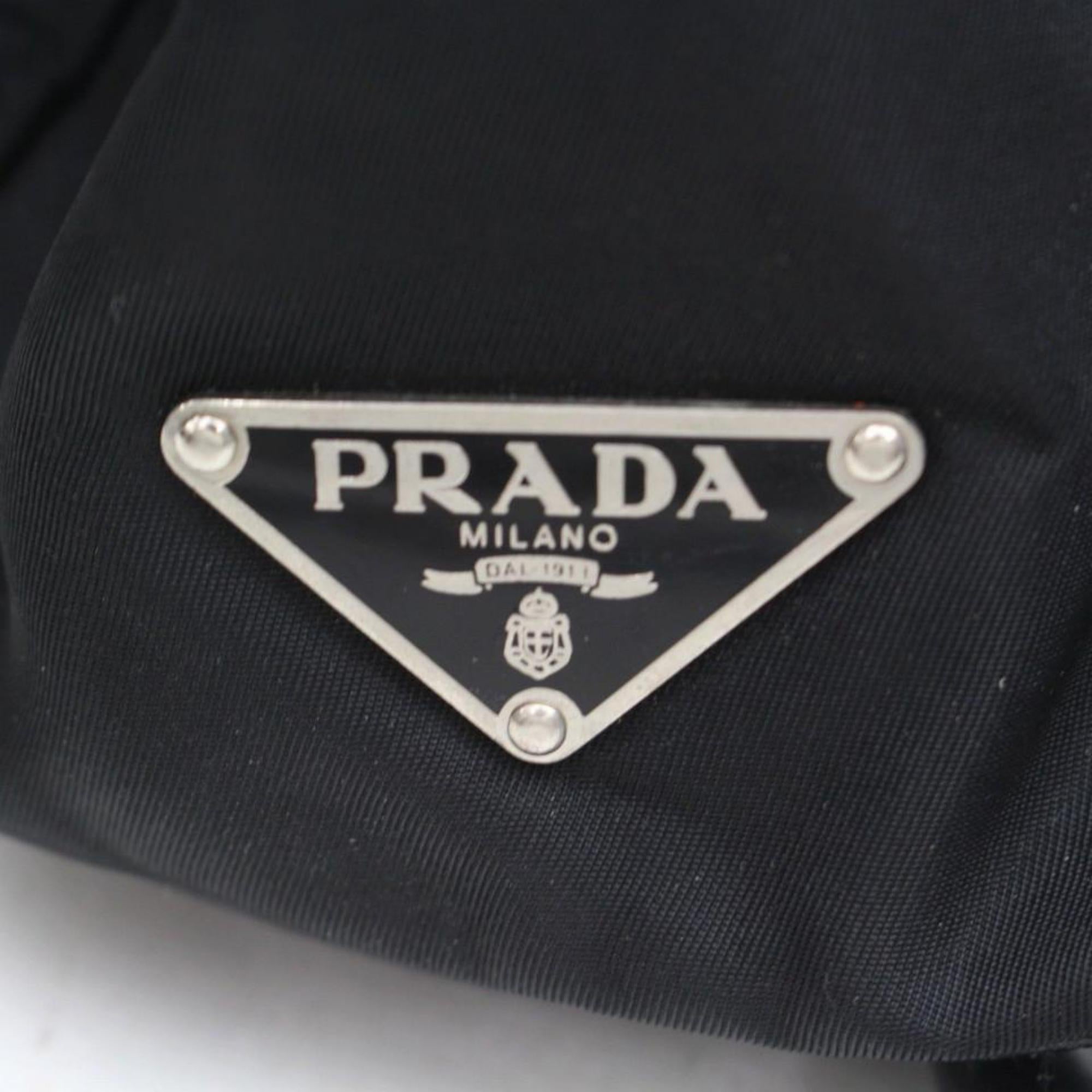 Prada Boston Shoulder 869473 Black Nylon Satchel In Excellent Condition For Sale In Forest Hills, NY