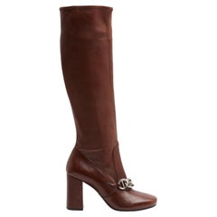 Prada Bottes Chaine Marron EU38 Marrone Nappa Stivali a catena UK5 US7.5