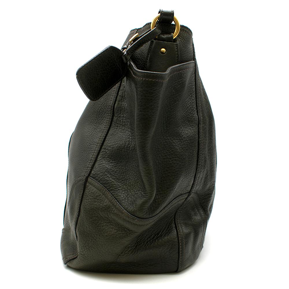 Prada Bottle Green Deerskin Shoulder Bag In Good Condition In London, GB