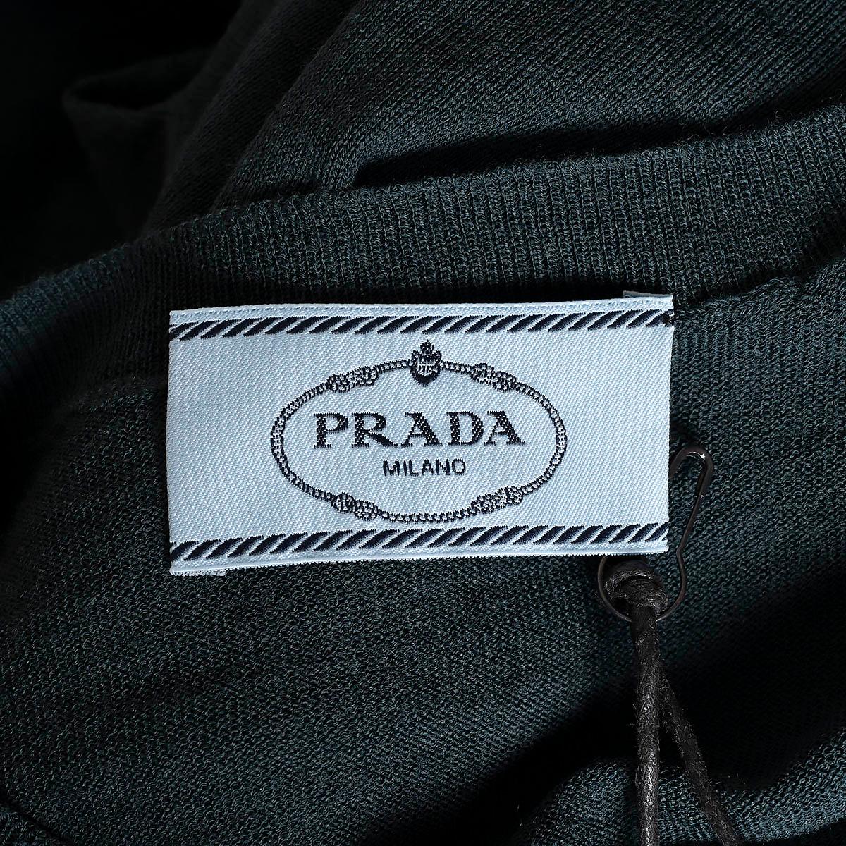 PRADA bottle green wool CREWNECK Sweater 42 M For Sale 2
