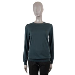 PRADA Pullover aus grüner Wolle CREWNECK in Flaschengrün 42 M