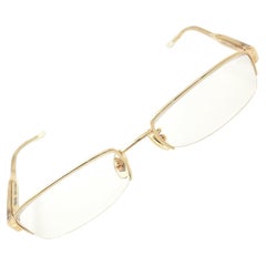 Used Prada Bottom Rimless Solid Yellow Gold Eyeglass Frame Glasses