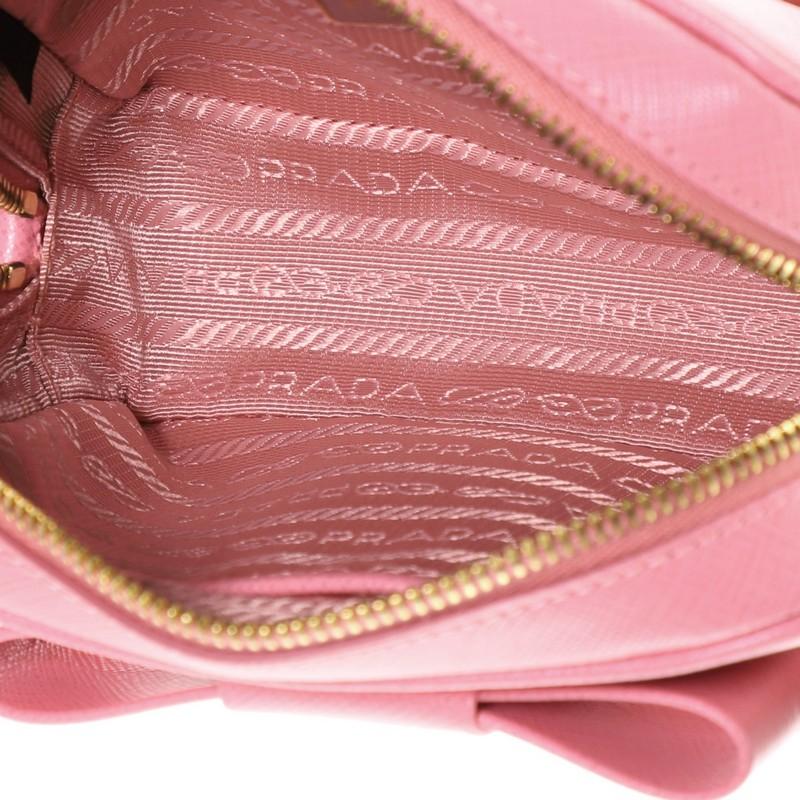 Pink Prada  Bow Camera Crossbody Bag Saffiano Leather Mini