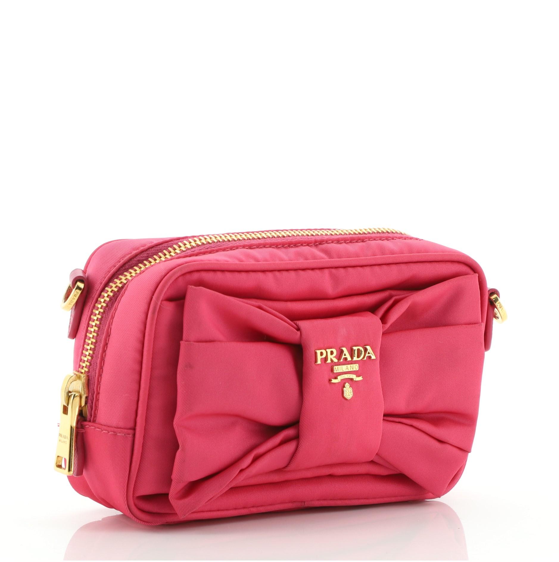 Prada Bow Camera Umhängetasche Tessuto Small (Rot)