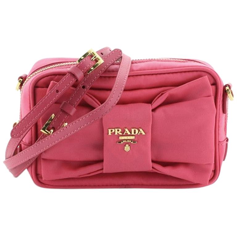  Prada Bow Camera Crossbody Bag Tessuto Small